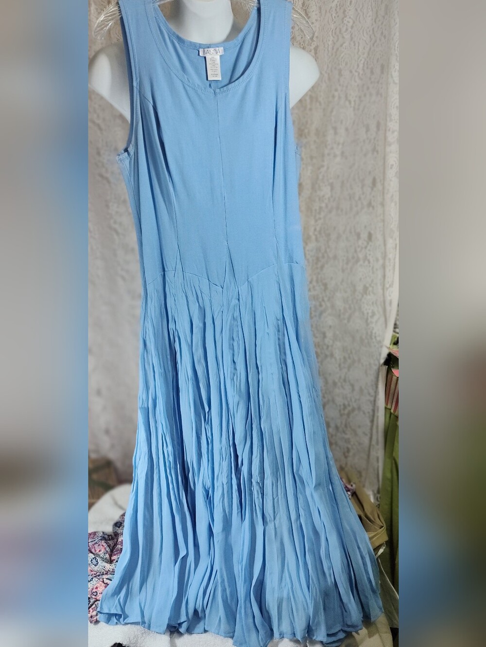 Vasna Desire Sky Blue Sleeveless Maxi Dress